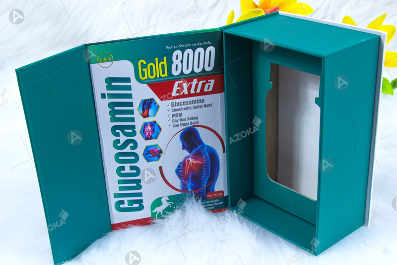 Hộp giấy nắp nam châmHộp giấy nắp nam châm đựng thuốc Glucosamin Gold 8000 Extra