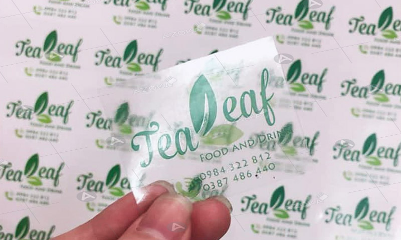 Mẫu sticker hình chữ nhật trong suốt của tea leaf