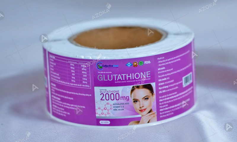 Mẫu decal cuộn thực phẩm bảo vệ sức khỏe Glutathione