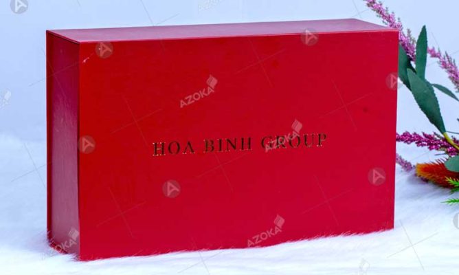 Mẫu hộp cứng đựng quà tặng ấm trà Hoa Binh Group