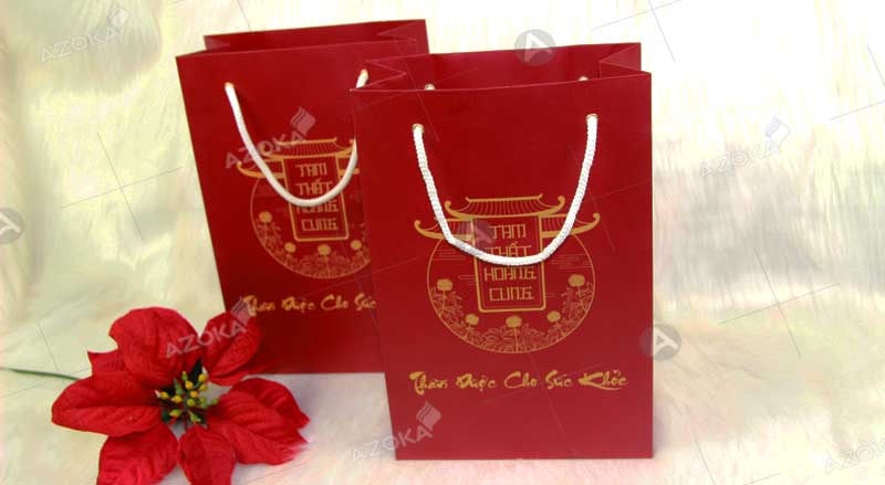 Mẫu túi bằng giấy mỹ thuật đựng sản phẩm thảo dược Tam Tuấn Hoàng Cung