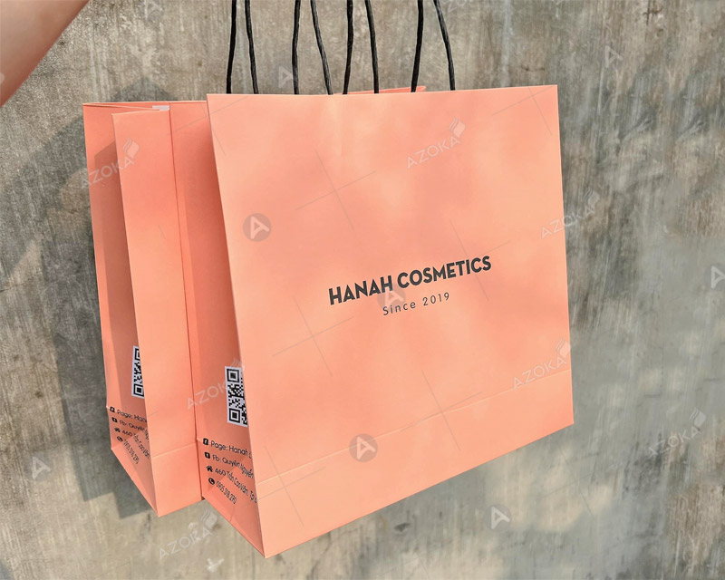 Mẫu túi đựng mỹ phẩm bằng giấy thương hiệu Hanah Cosmetics