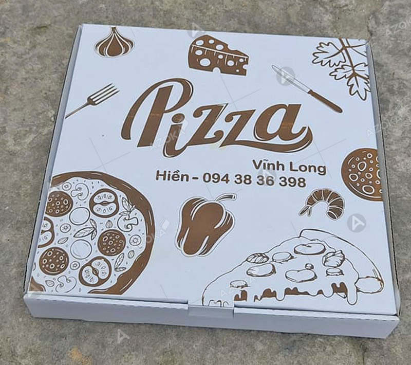 Hộp đựng pizza nắp gài được thiết kế đơn giản nhưng không kém phần sang trọng