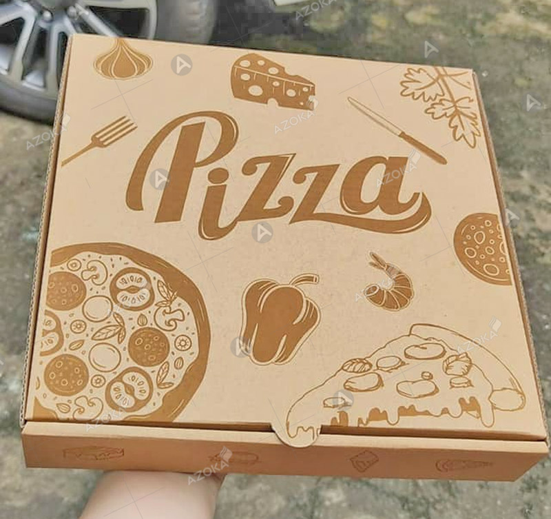Mẫu vỏ hộp đựng pizza với thiết kế màu sắc đơn giản