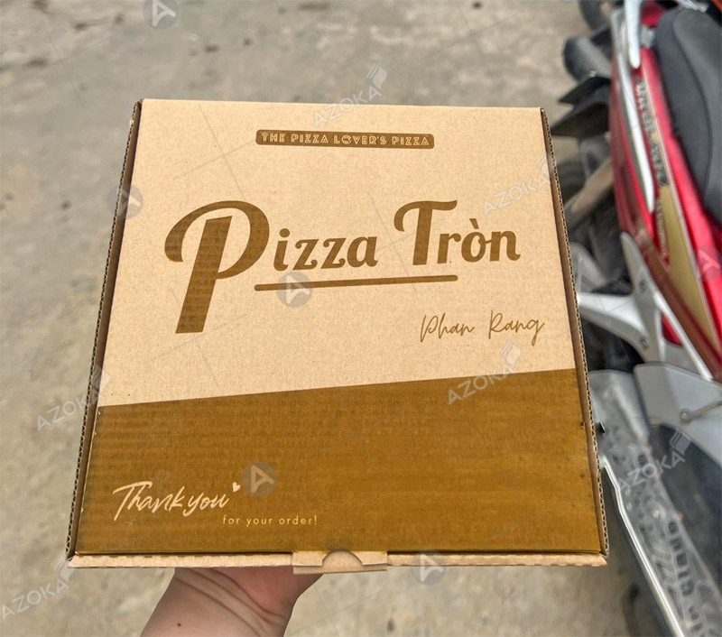 Vỏ hộp đựng bánh pizza thương hiệu Pizza Tròn