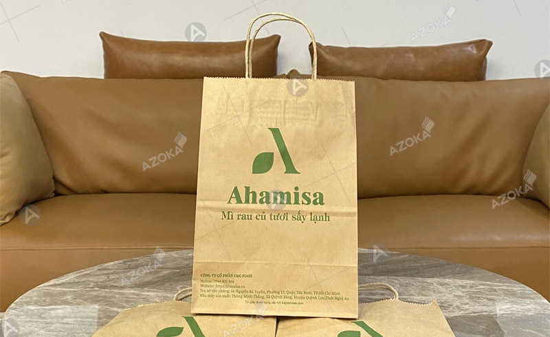 Mẫu túi bằng giấy đựng thực phẩm thức ăn Ahamisa