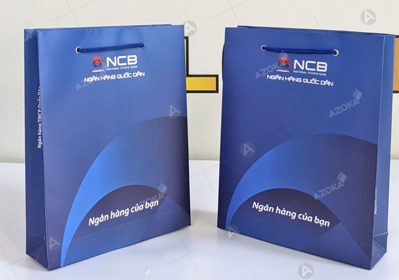 Mẫu túi xách sự kiện bằng giấy cho ngân hàng Quốc Dân NCB