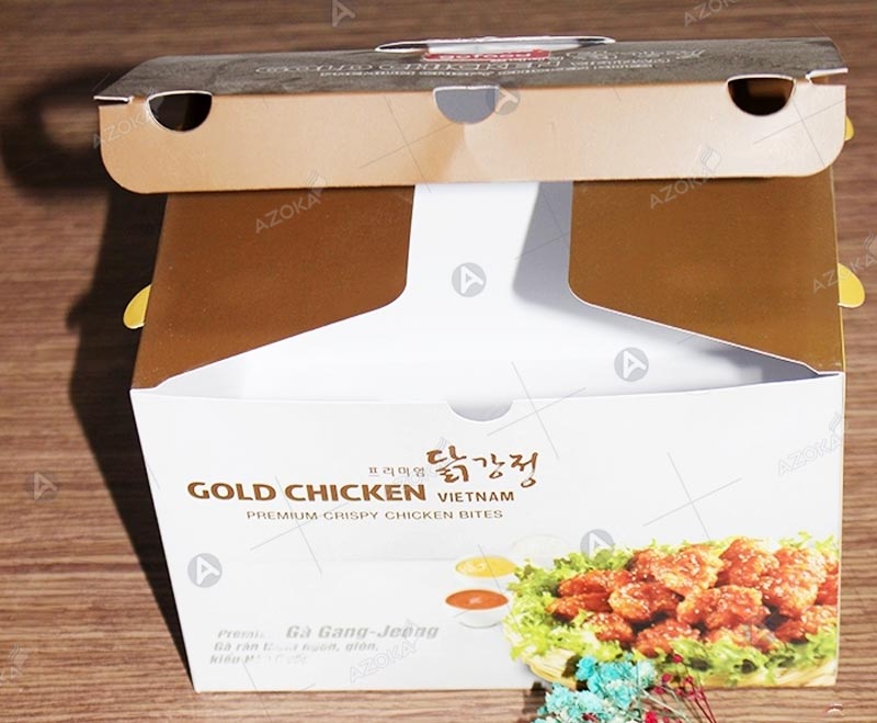 Mẫu hộp đựng gà rán cho nhà hàng Gold Chicken