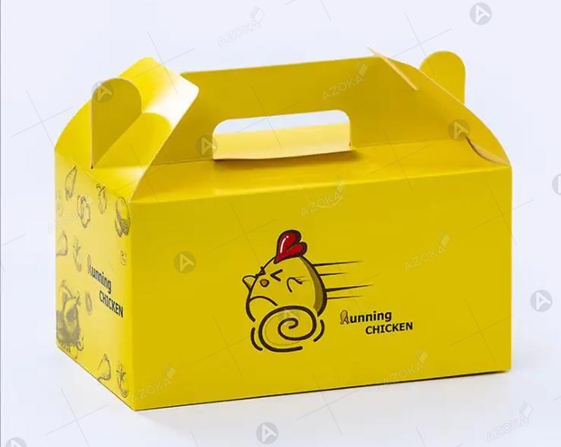 Vỏ hộp đựng gà rán kiểu dáng có tai cầm cho cửa hàng Running Chicken