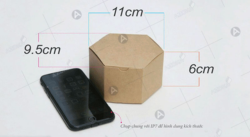 Kích thước hộp giấy đựng trà hình lục giác