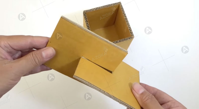 Cách làm hộp bút đựng bằng bìa carton đơn giản bước 5