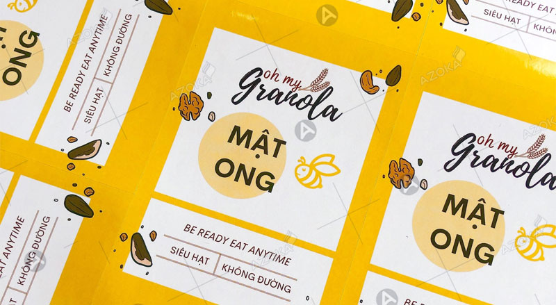 Mẫu tem nhãn dán mật ong granola