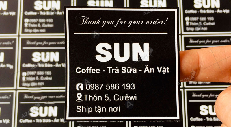 Mẫu tem nhãn dán ly cà phê SUN