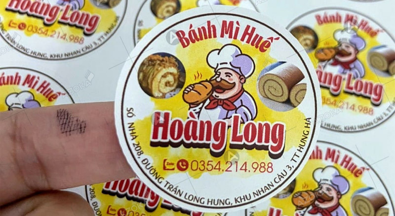 Mẫu tem nhãn dán bánh mì Huế Hoàng Long