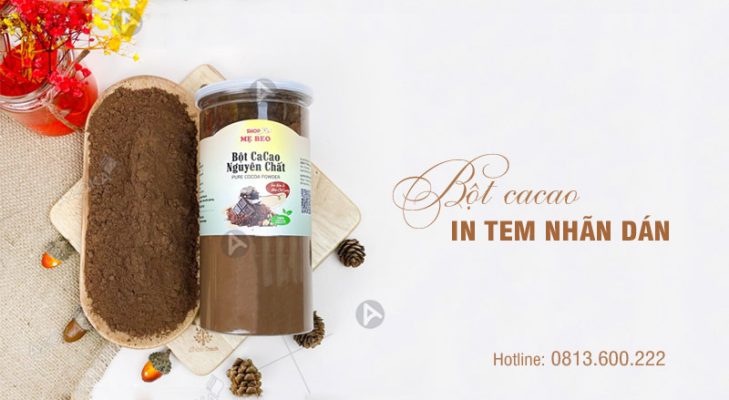 Dịch vụ in tem nhãn dán bột cacao giá rẻ tại Hà Nội