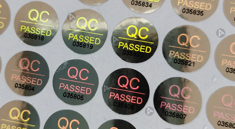 Mẫu tem QC pass đẹp 7 màu hologram