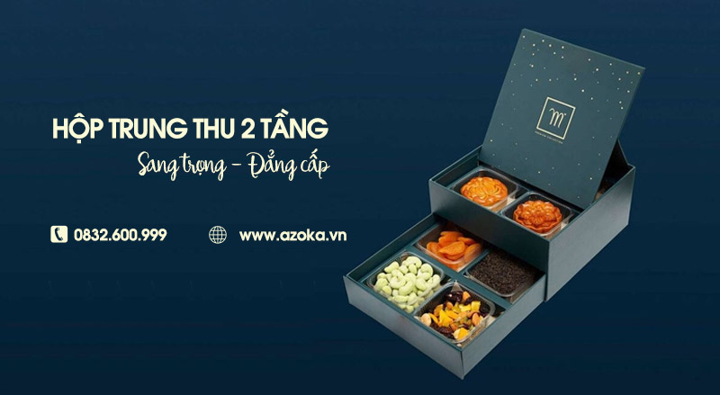 Top 10+ mẫu hộp bánh trung thu 2 tầng cao cấp, sang trọng