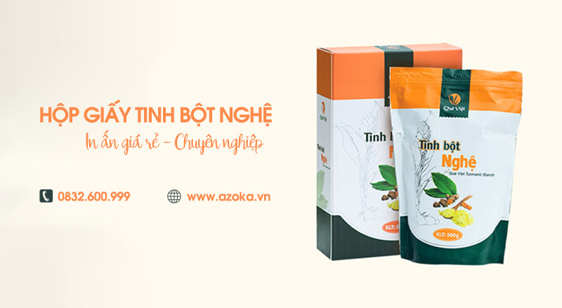 Xưởng in hộp giấy đựng tinh bột nghệ, giá tốt theo yêu cầu