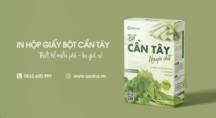 Xưởng in hộp giấy đựng bột cần tây theo yêu cầu tại Hà Nội