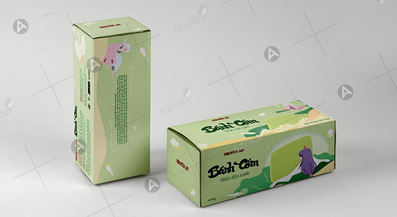 Mẫu hộp giấy nắp gài đựng bánh cốm