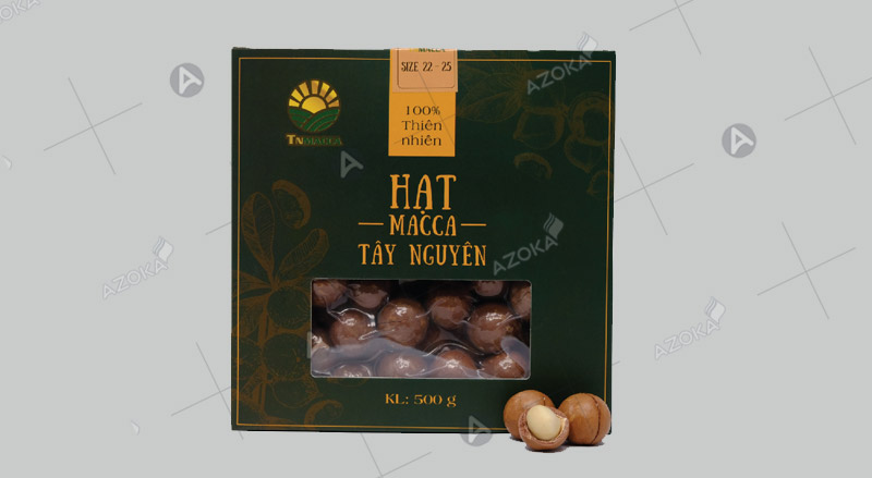In hộp giấy nắp gài đựng hạt macca