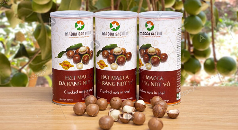 In hộp trụ tròn (lon giấy) đựng hạt macca