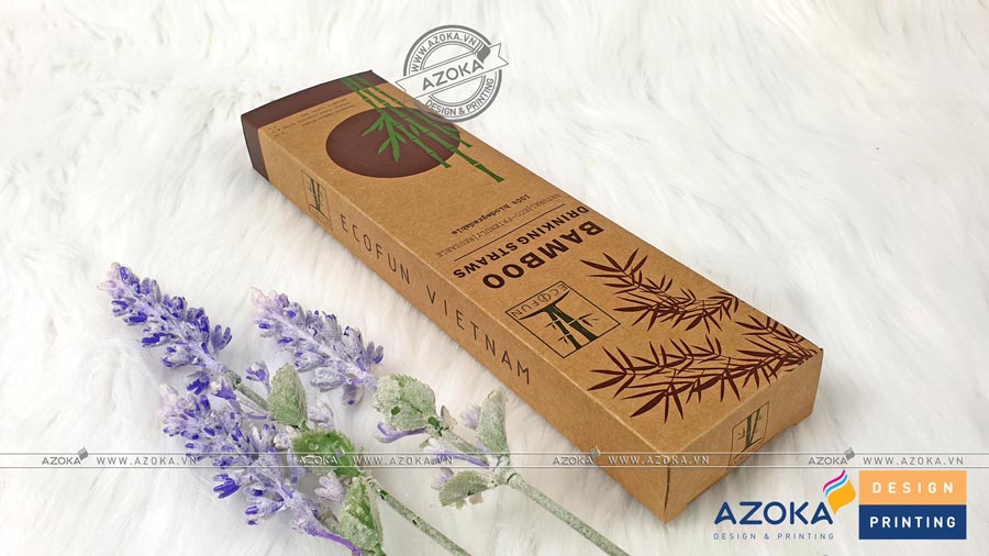 Mẫu hộp giấy kraft đựng ống hút tre - Azoka