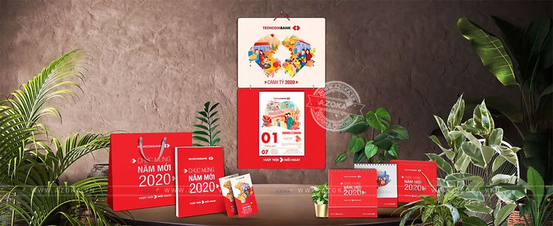 Mẫu lịch Tết thiết kế độc quyền của Techcombank