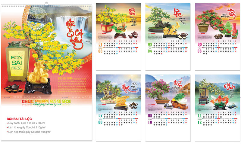 Mẫu lịch lò xo treo tường 7 tờ