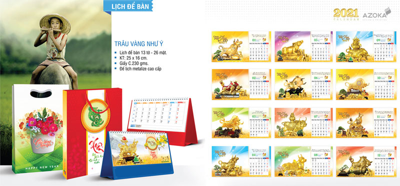 In lịch để bàn dạng chữ A