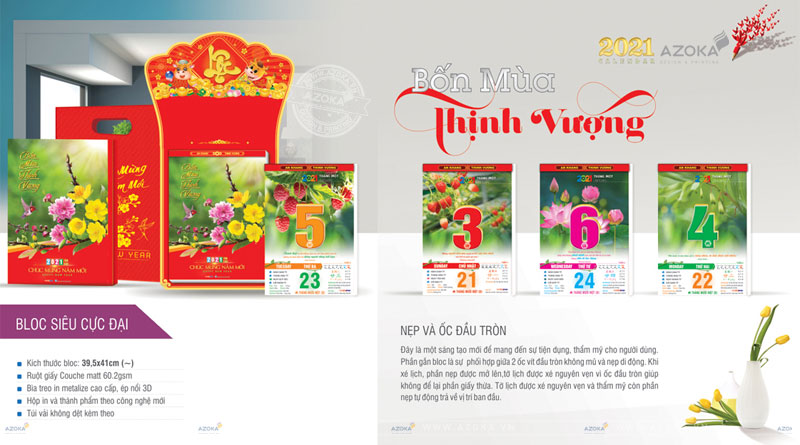 Mẫu lịch bloc treo tường năm 2025