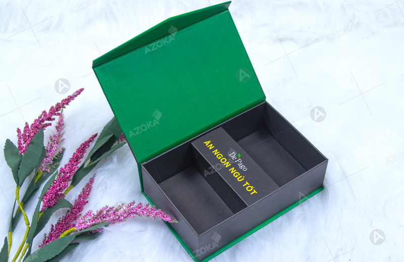 Mẫu hộp nắp mở lật gắn nam châm do Azoka thực hiện thiết kế và in ấn
