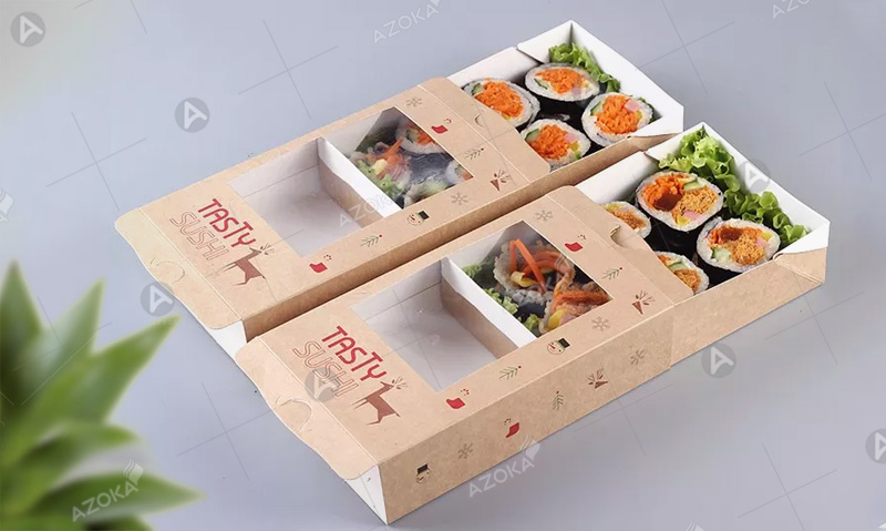 Hộp giấy đựng cơm cuộn sushi cho cửa hàng Tasty
