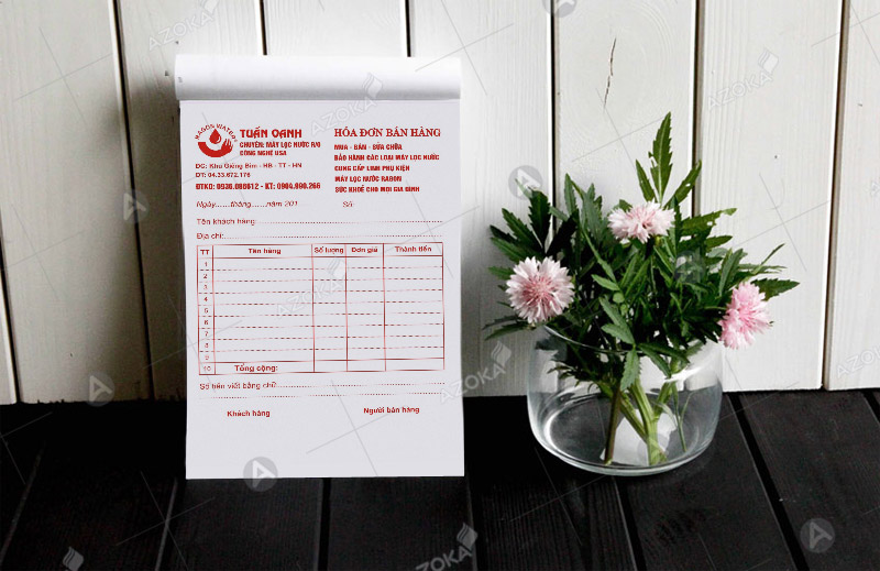 Một số mẫu hóa đơn do Azoka thiết kế và in ấn