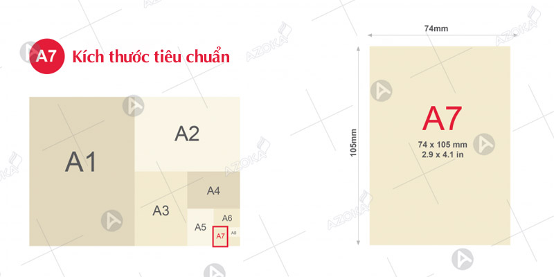 Kích thước tiêu chẩn hóa đơn khổ giấy A7
