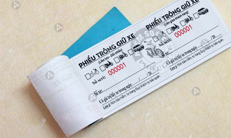 Mẫu vé gửi xe tổng hợp trong 1 được thiết kế bởi Azoka