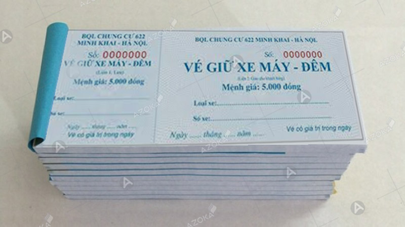 Mẫu vé giữ xe máy ban đêm tại chung cư