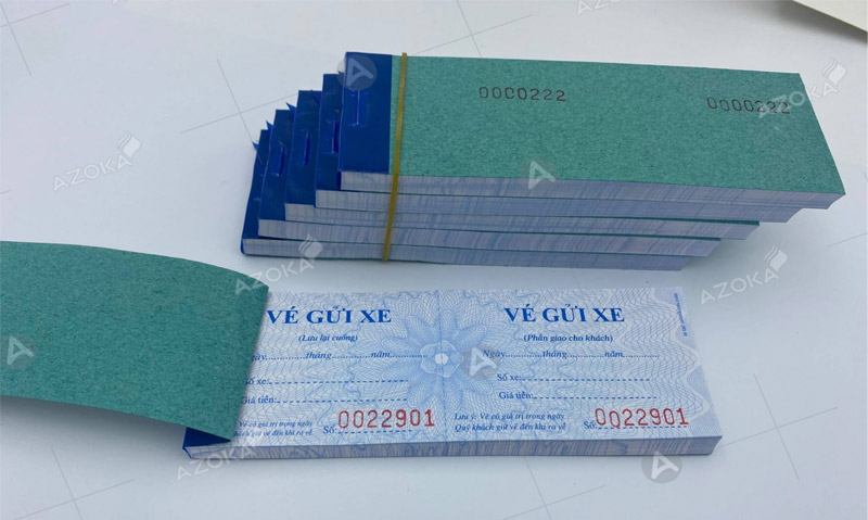 Mẫu vé tại Azoka có nhiều kiểu loại 1, 2 hoặc 3 liên 