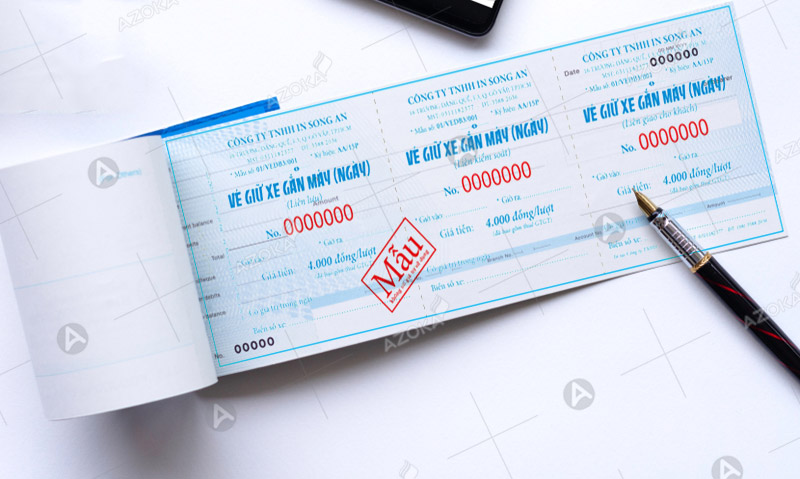 Mẫu vé giữ xe máy 3 liên dành cho các công ty doanh nghiệp