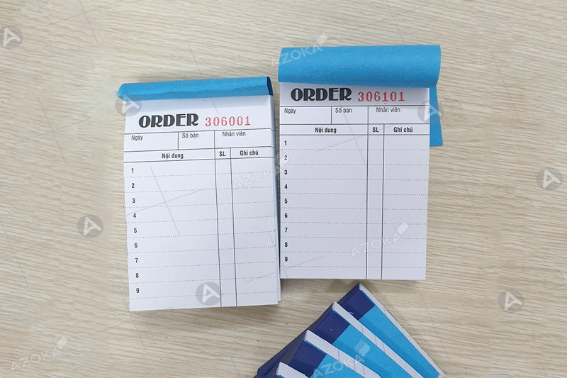 Quyển order 1 liên do Azoka thiết kế và in ấn