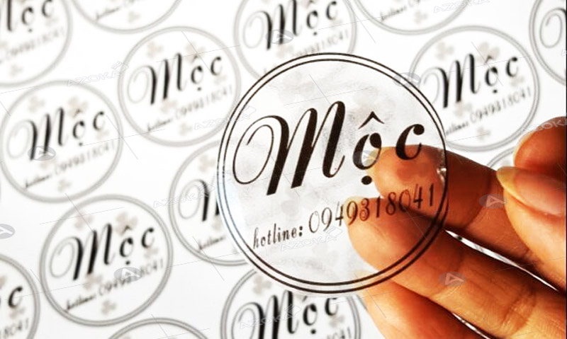 Mẫu sticker dán decal nhựa trong hình tròn của Mộc