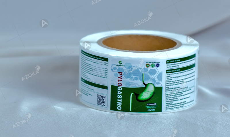 Mẫu tem nhãn cuộn của PYLOGASTRO do Azoka thiết kế