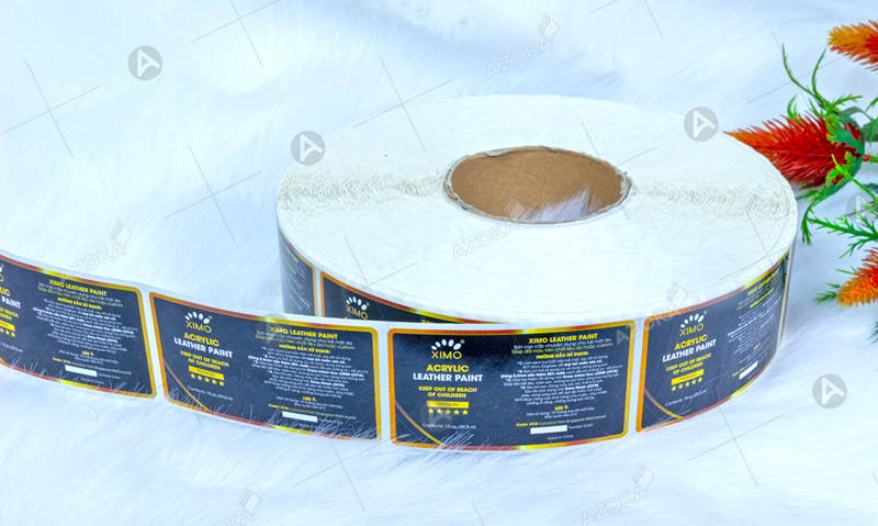 Mẫu tem nhãn cuộn của XIMO ACRYLIC do Azoka thiết kế