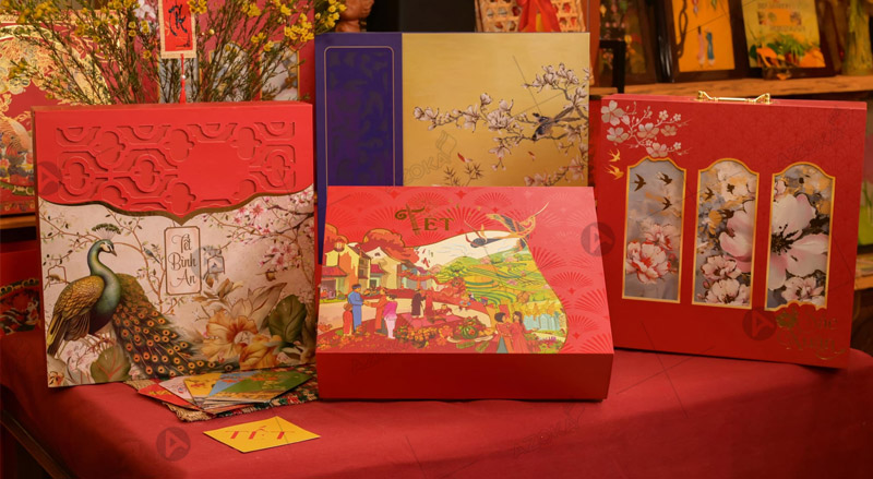 Hộp nắp lật đựng quà Tết