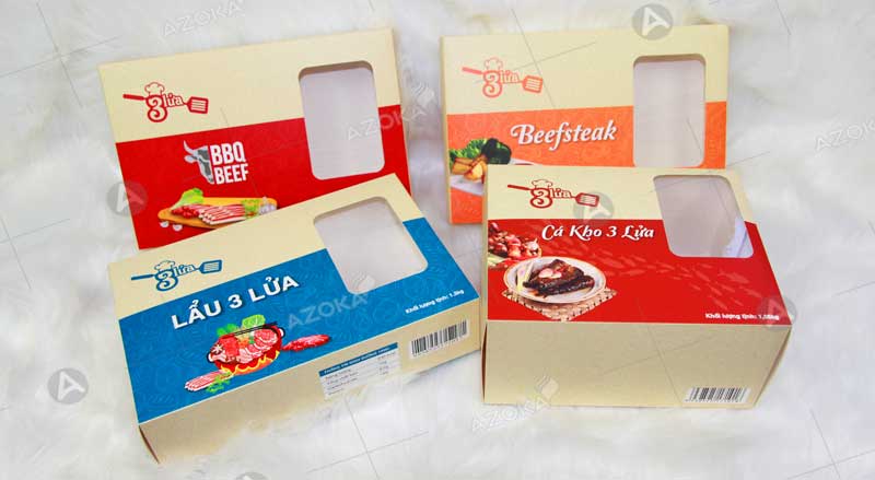 Mẫu hộp giấy đựng thức ăn thịt bò thương hiệu 3 lửa