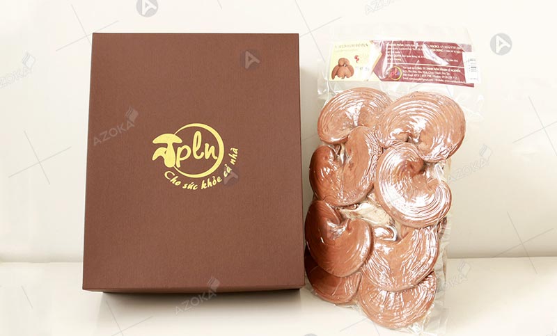Mẫu hộp đựng nấm linh chi được in ấn bằng giấy carton lạnh