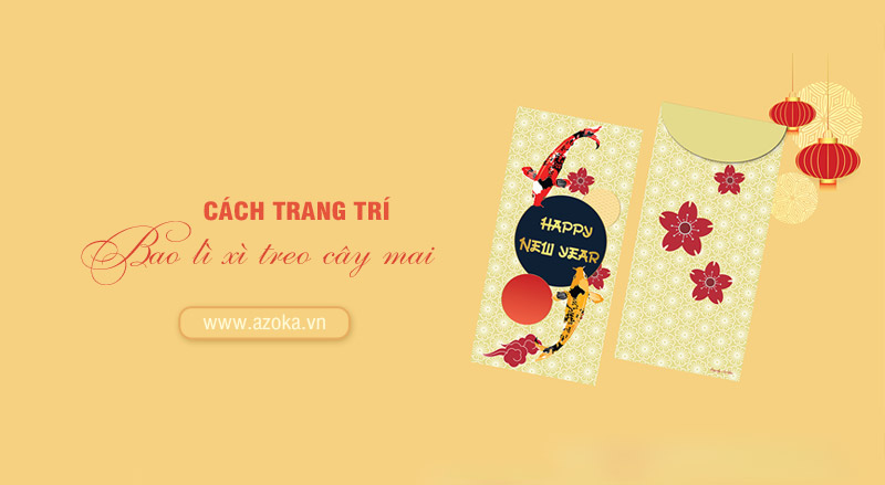 Cách trang trí bao lì xì treo cây mai đẹp và ấn tượng ngày Tết
