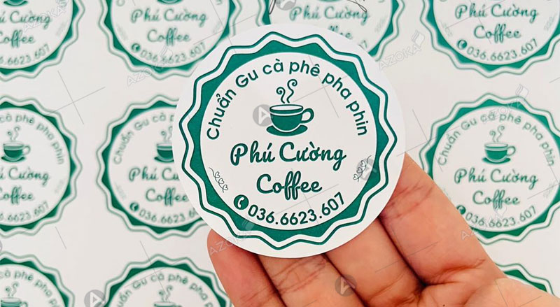 Mẫu tem nhãn dán ly cà phê Phú Cường