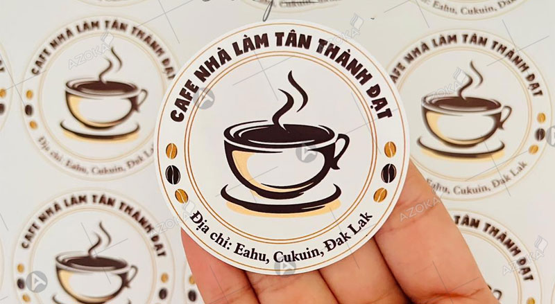 Mẫu tem nhãn dán ly cà phê sang trọng