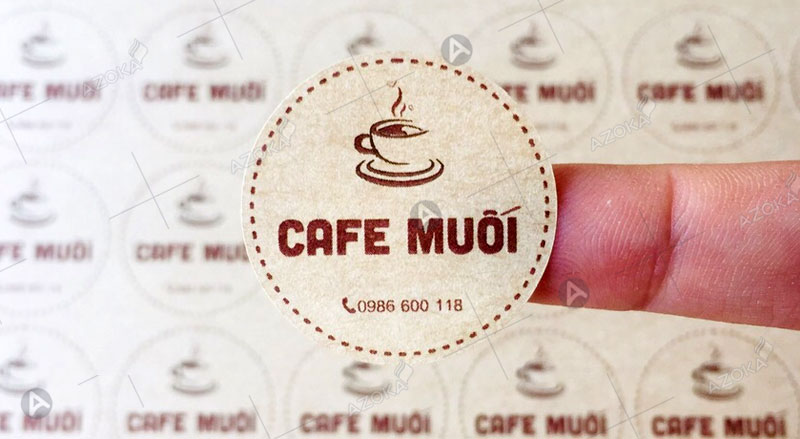 Mẫu tem nhãn dán ly cà phê đẹp bằng giấy kraft